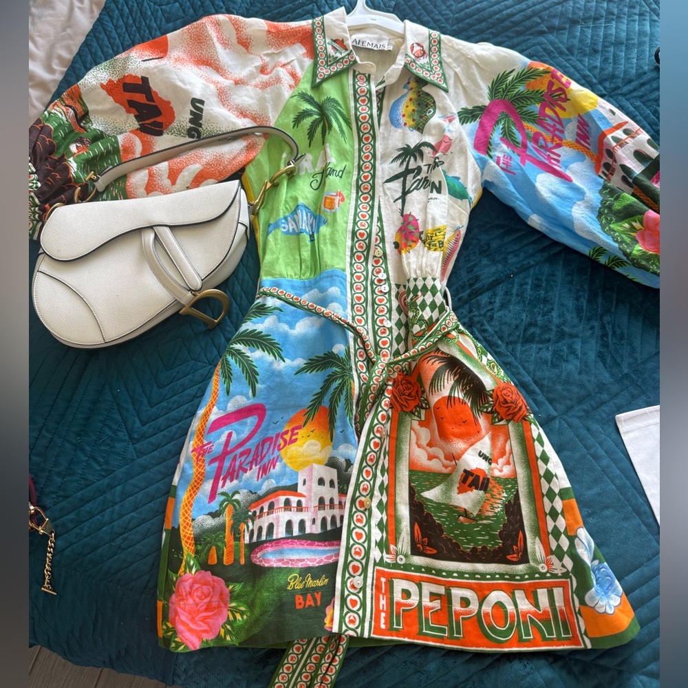 Alemais Multicolor Graphic Long Sleeve Dress